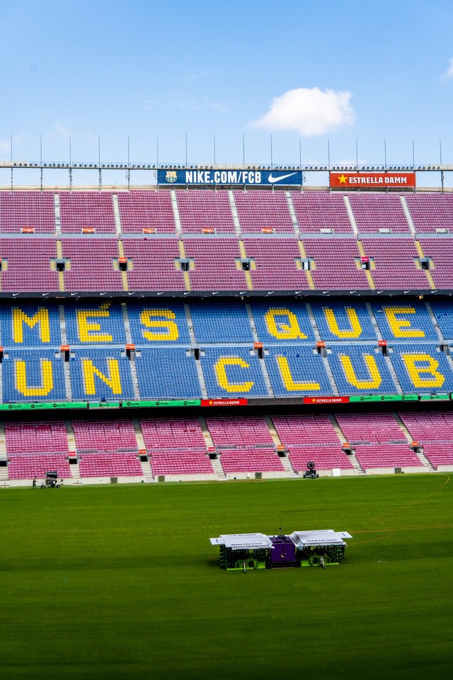 Camp Nou stadium with "Més Que Un Club" motto